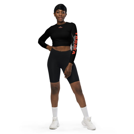 Recycled long-sleeve crop top